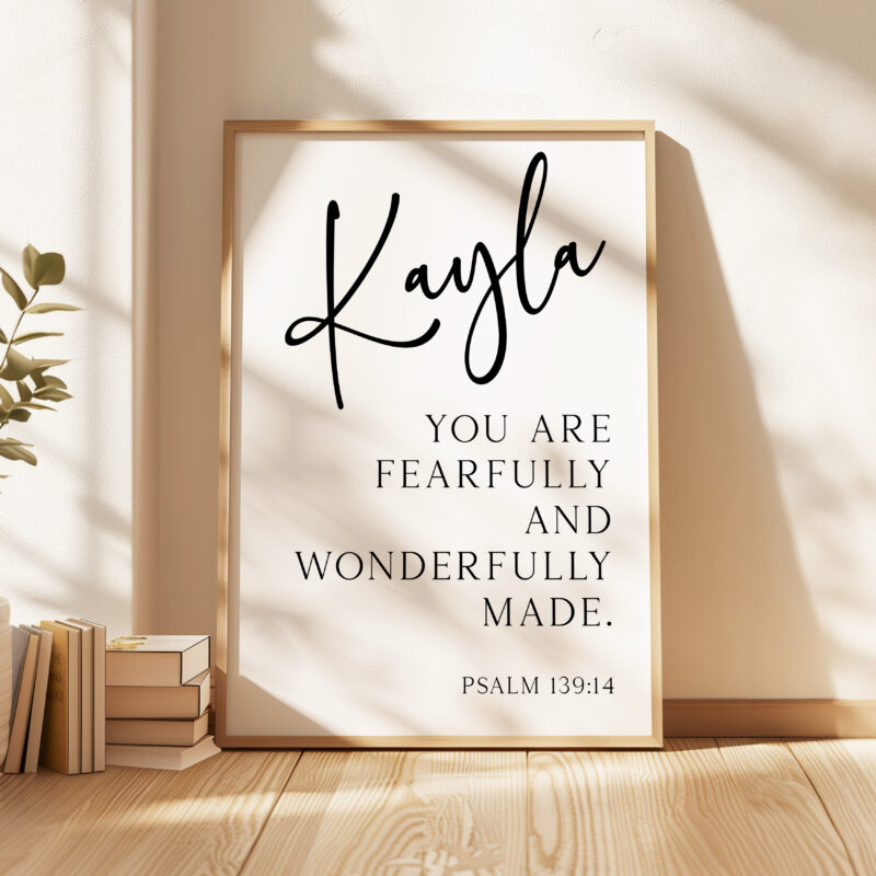 Psalm 139:14 You are fearfully and wonderfully made. Personalized with Name Typography Art Print