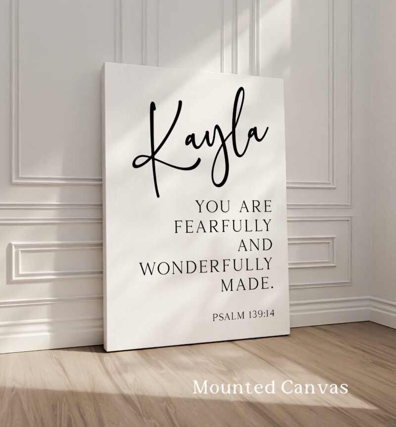 Psalm 139:14 You are fearfully and wonderfully made. Personalized with Name Typography Art Print - Image 2