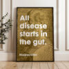 All disease starts in the gut. Hippocrates Quote Typography Art • Wellness • Fitness • Inspiration • Health