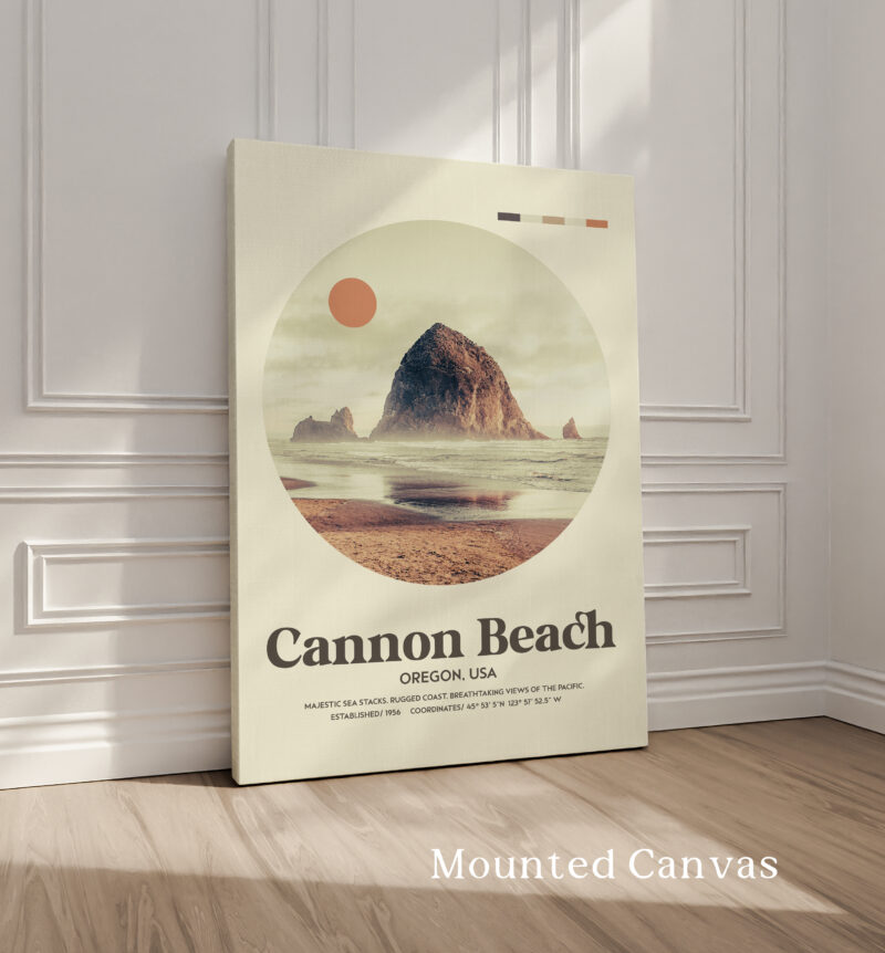 Cannon Beach, Oregon • Mid-Century Modern • Featuring GPS Coordinates • Typography Art Print - Image 2