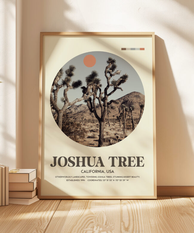 Joshua Tree, California • MidCentury Modern • Featuring GPS Coordinates • Typography Art Print