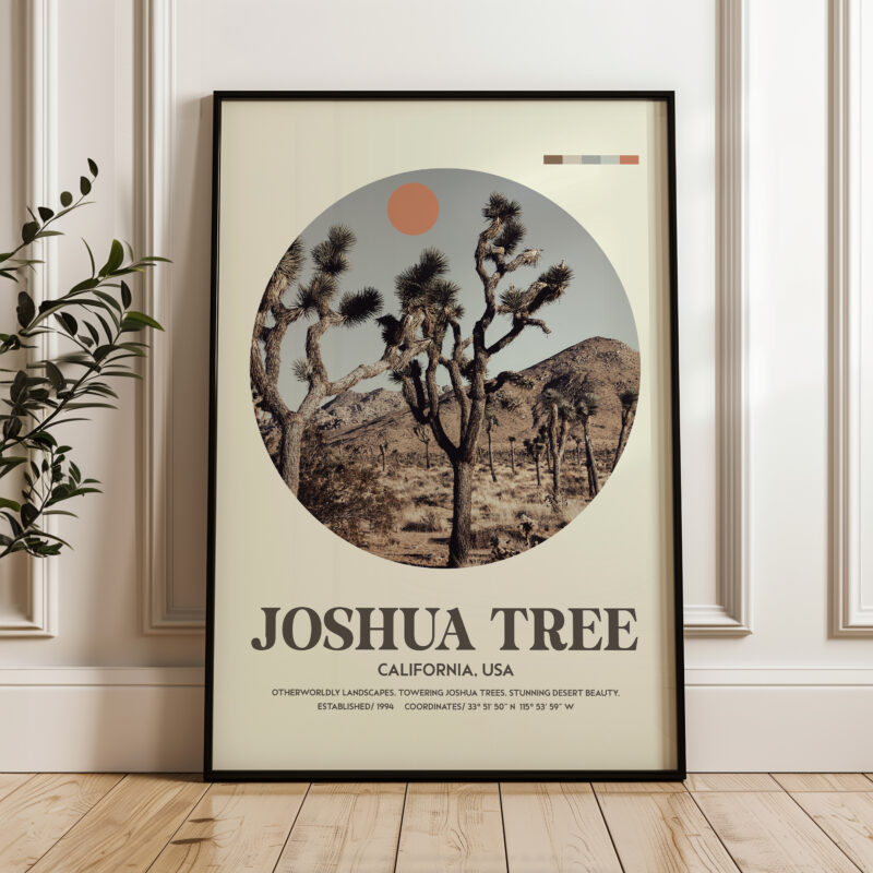 Joshua Tree, California • MidCentury Modern • Featuring GPS Coordinates • Typography Art Print - Image 4