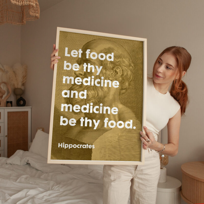 Let food be thy medicine and medicine be thy food. Hippocrates Quote Typography Art Print - Image 3