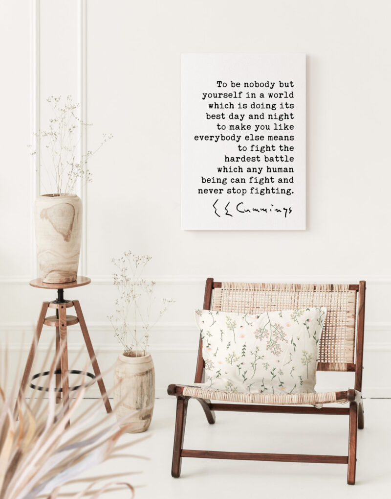 E.E. Cummings Quote - To be nobody but yourself in a world... Typography Canvas Art Print • Inspirational • Courage - Image 5