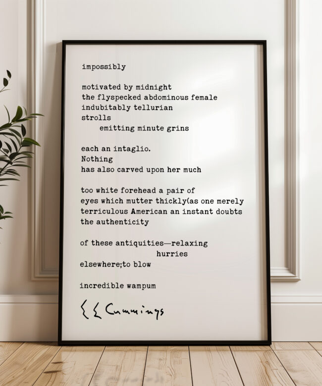 impossibly Poem by E.E. Cummings Typography Art Print