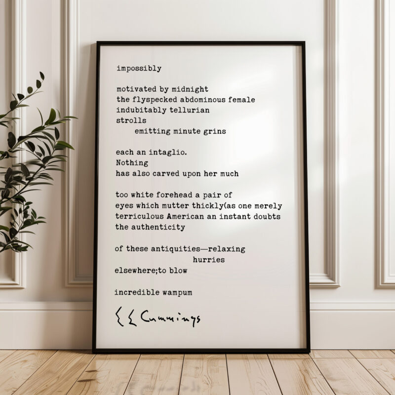 impossibly Poem by E.E. Cummings Typography Art Print
