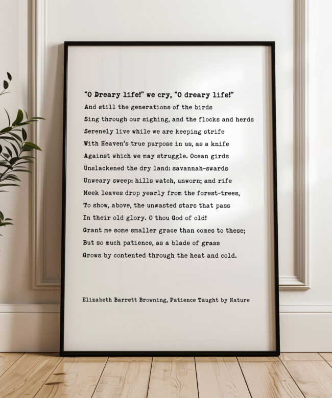 Patience Taught by Nature • Elizabeth Barrett Browning Poem • Typography Art Print