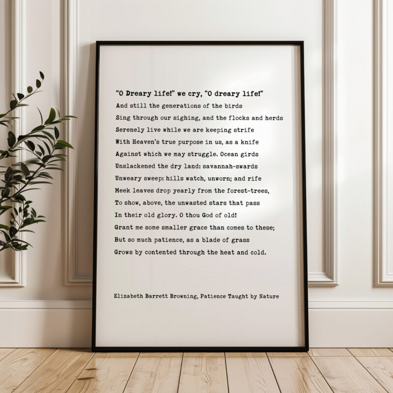 Patience Taught by Nature • Elizabeth Barrett Browning Poem • Typography Art Print