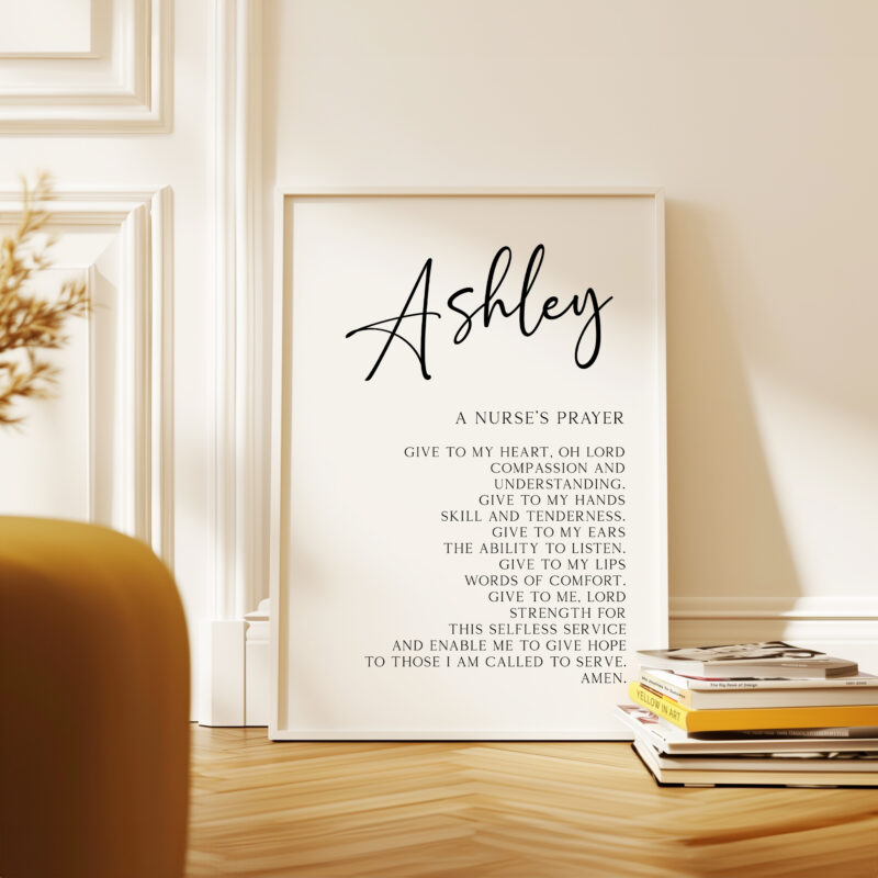 Personalized Nurse's Prayer with Name • Give To My Heart Oh Lord. • Typography Art Print - Image 4