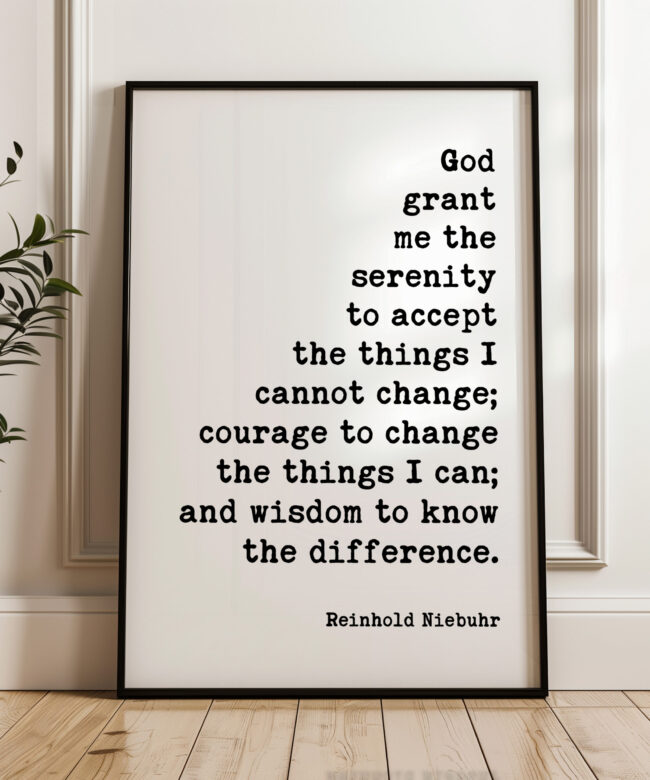 Serenity Prayer Typography Art Print • God Grant Me The Serenity To Accept The Things I Cannot Change • Faith • Gift Ideas