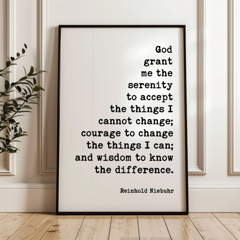 Serenity Prayer Typography Art Print • God Grant Me The Serenity To Accept The Things I Cannot Change • Faith • Gift Ideas