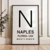 Naples, Florida with GPS Coordinates Minimalist Art Print