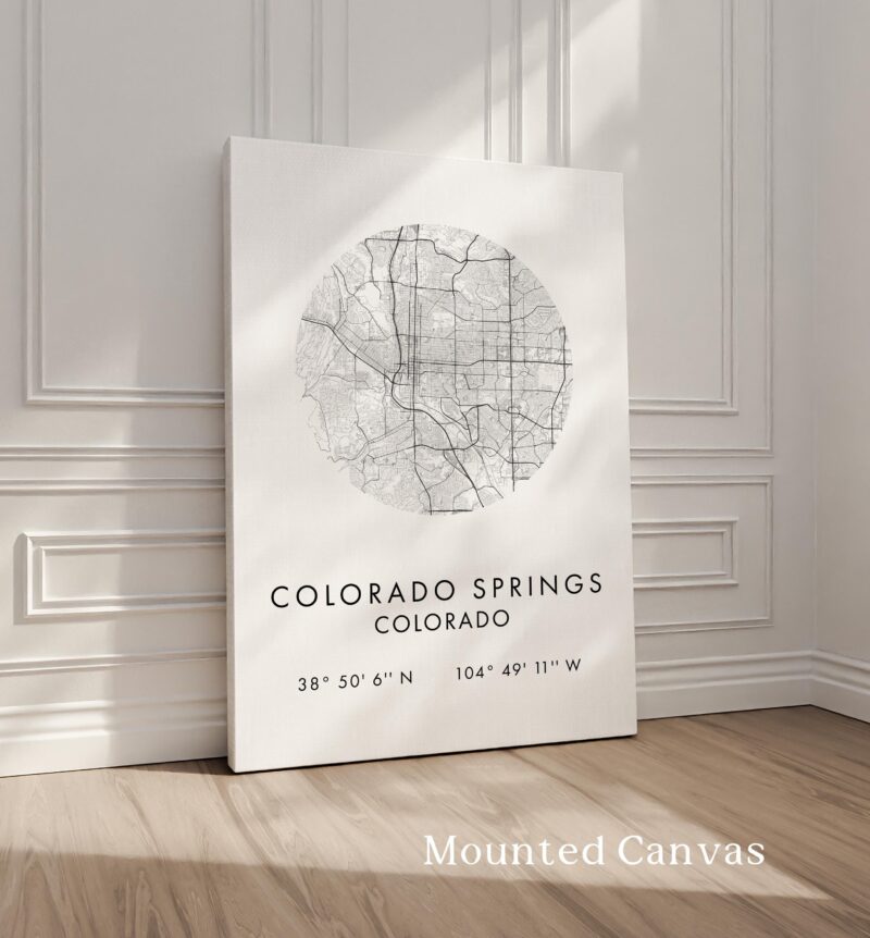 Colorado Springs with Map and GPS Minimalist Typography Art Print - Image 2