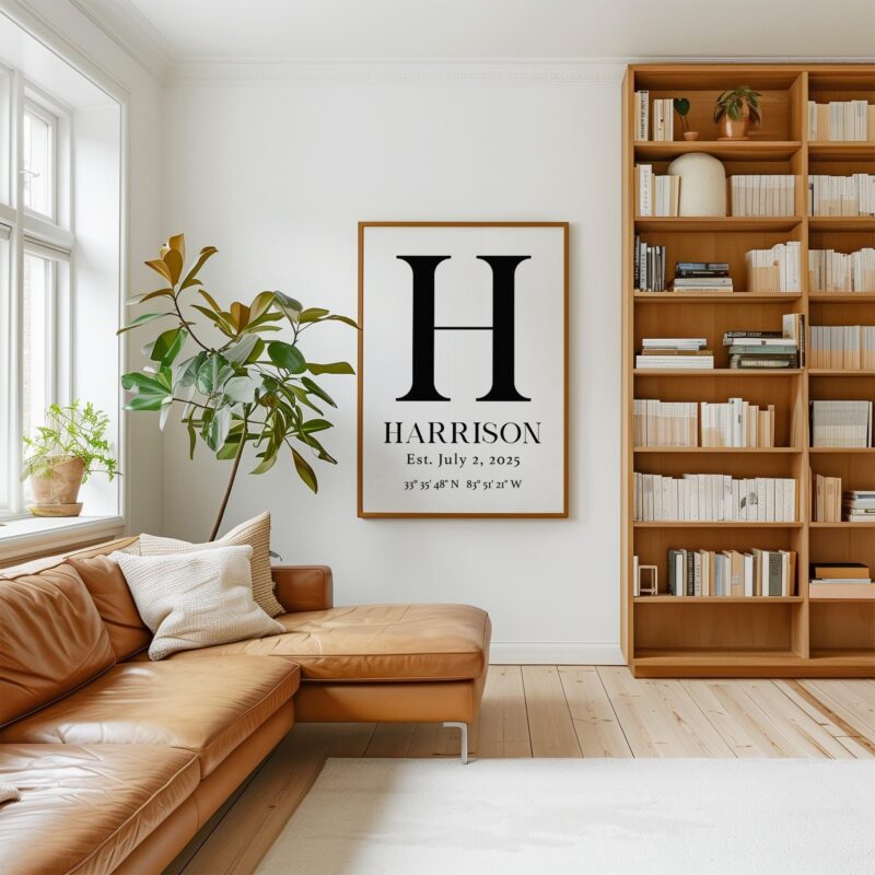 Personalized Family Monogram Sign with Name, Established Date, GPS • Typography Art Print • Great for Housewarmings, Anniversaries, Weddings - Image 5