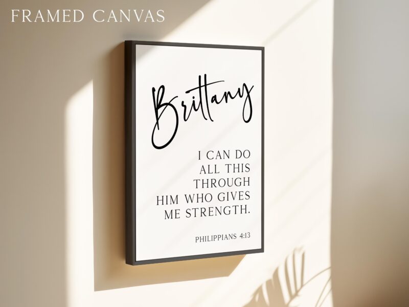 Philippians 4:13, I can do all this through him who gives me strength. Personalized Typography Art Print • Christian • Faith - Image 3