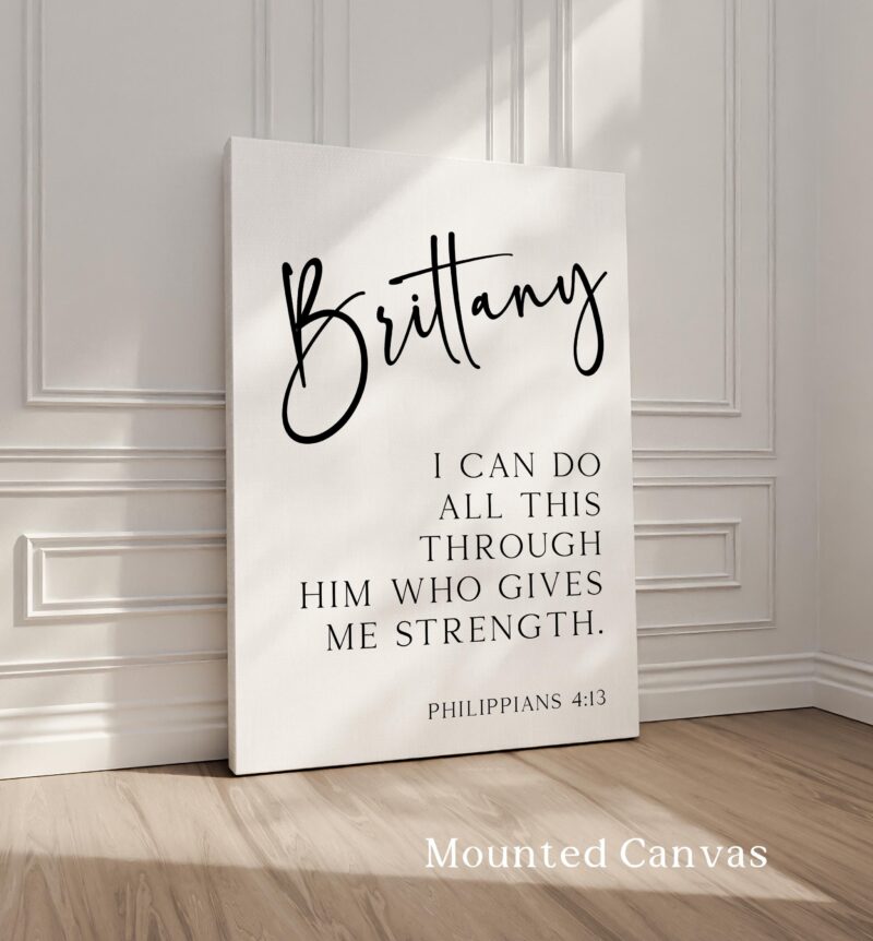 Philippians 4:13, I can do all this through him who gives me strength. Personalized Typography Art Print • Christian • Faith - Image 2
